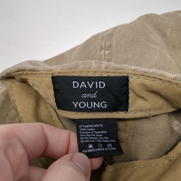 David And Young Slideback Hat Tan One Size Adjustable Distressed 6 Panel - Picture 8 of 8